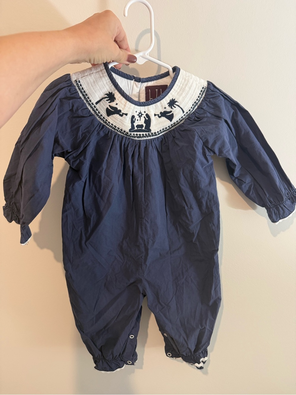 Lil Cactus Smocked Christmas Nativity Romper Jumpsuit